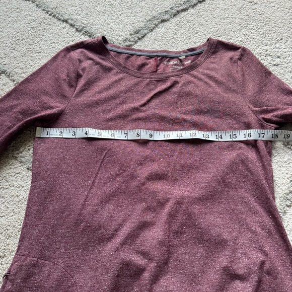 Toad & Co Fuera midi Dress speckled burgundy 3/4 sleeve pocket large - Picture 6 of 10